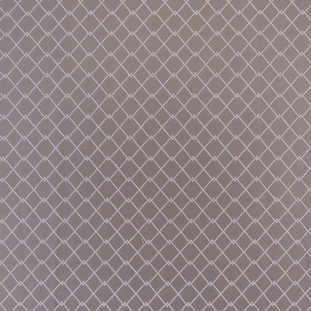 Sötétítő függöny textil anyag barnás szürke alapon natúr színű geometria mintával
