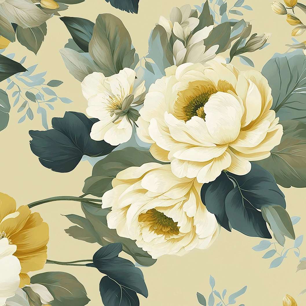 Beige alapon virág mintás puha, finom érintésú design függöny anyag 300cm magas
