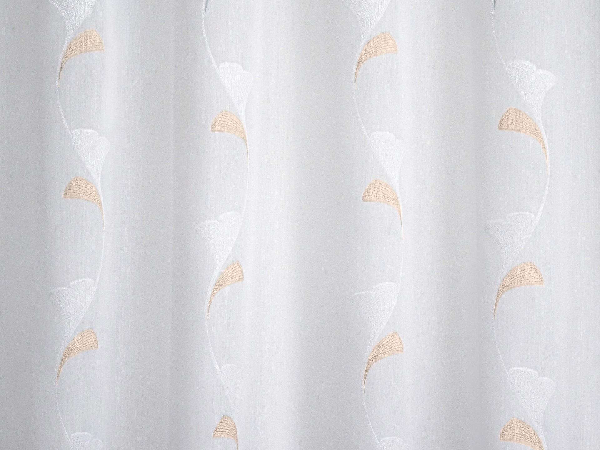 Fényáteresztő függöny textil beige barna levél mintákkal