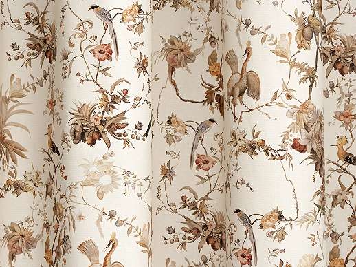 Fehéres bézses virág és madár mintás design sötétítő függöny textil