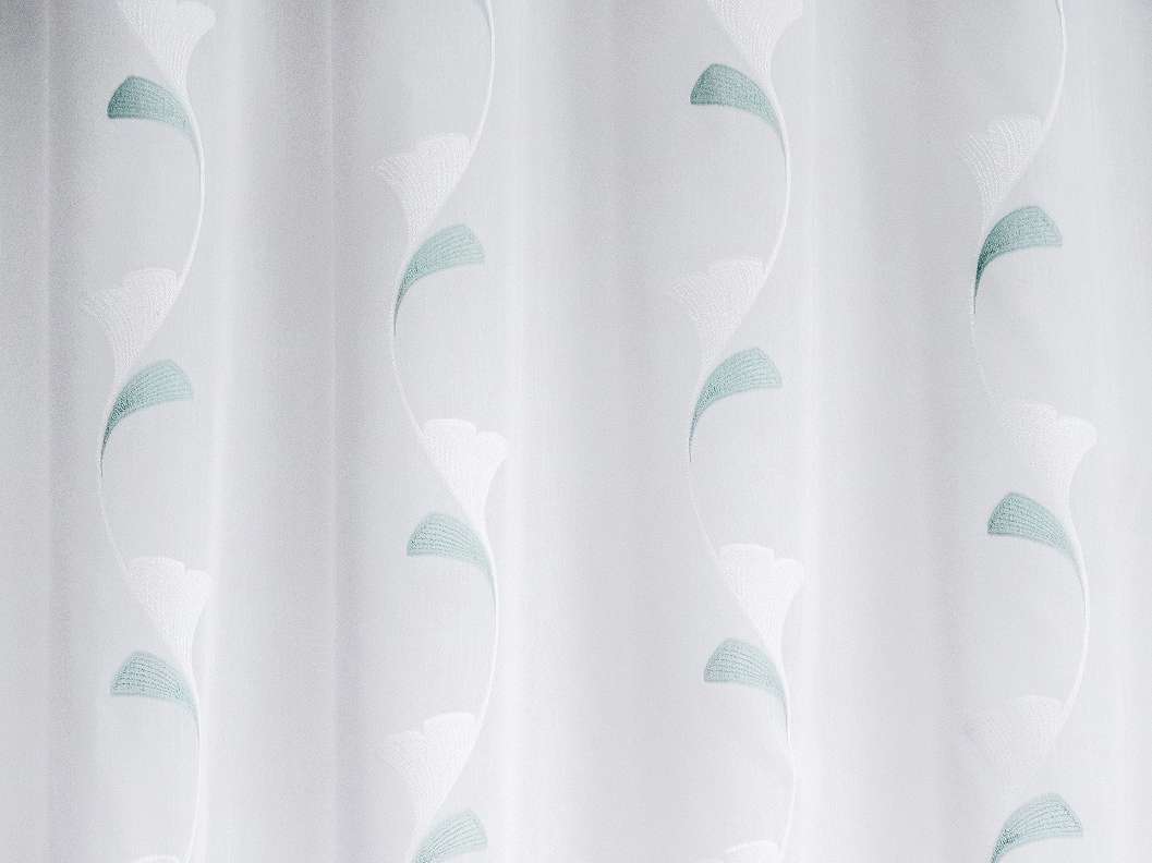 Türkiz levél mintás design fényáteresztő függöny textil