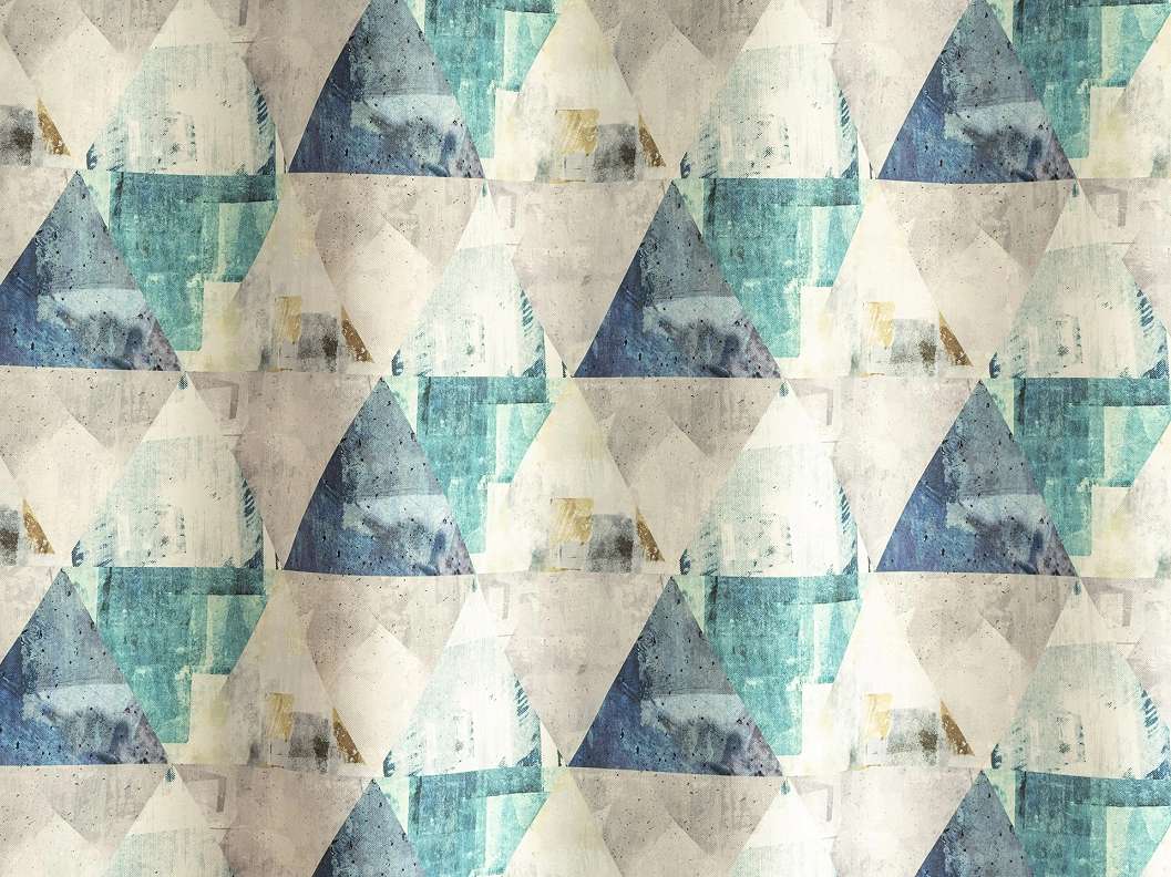 Geometria mintás kék színű sötétítő design függöny textil