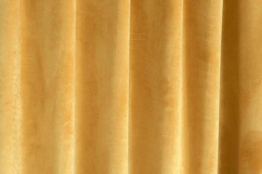 Okker sárga sötétítő függöny anyag matt felülettel bársonyos tapintással