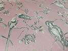 Sötétítő függöny anyag rózsaszín romantikus madár és virág mintával