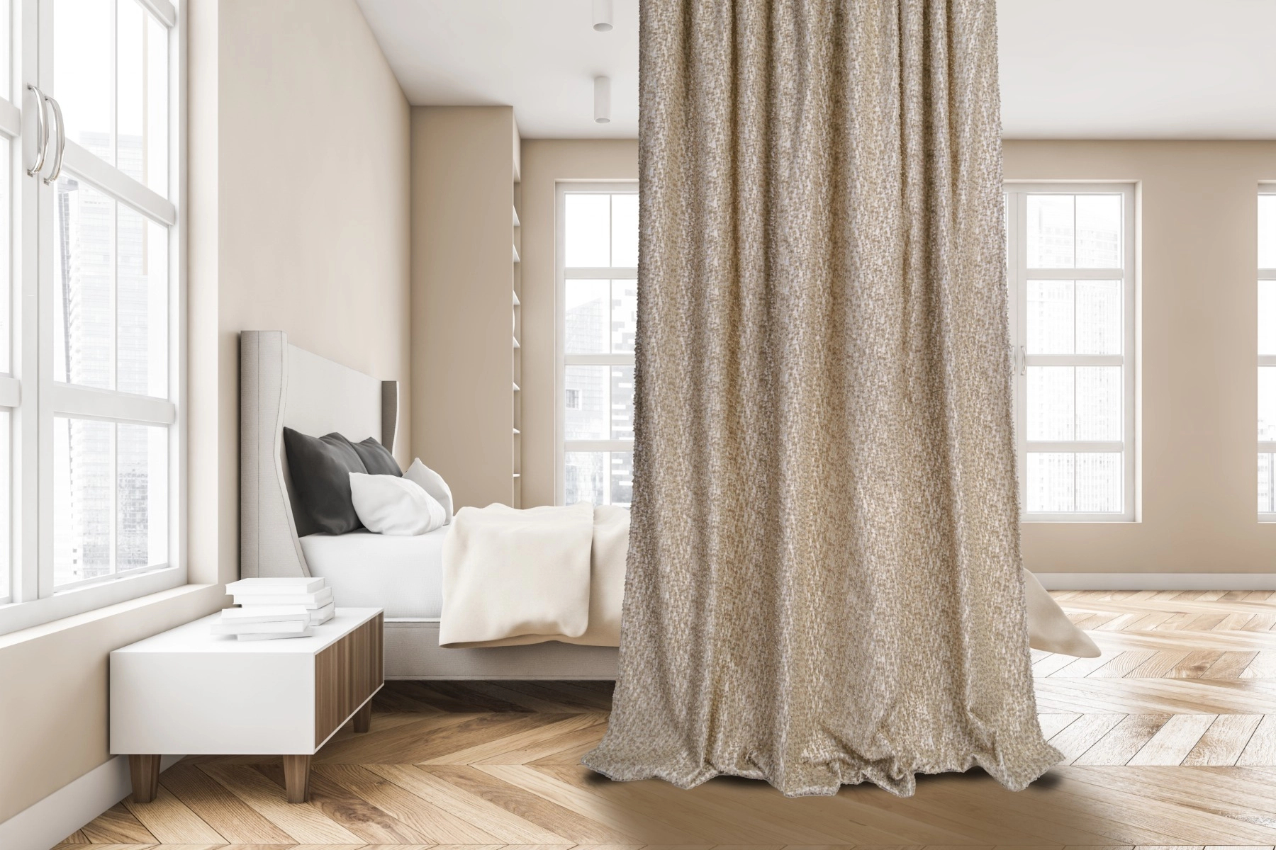 Taupe színű dekor függöny anyag 305cm